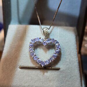 10K White Gold Tanzanite Heart Pendant  NWOT